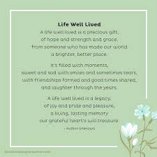 Good Poetry A Life Well Lived Funeral Poems Mom Poems Funny Funeral Poems