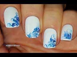 Need some nail design inspiration for your short nails? Winter Nail Art 2020 3 White Nails With Blue Dry Marble Design Youtube