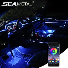 Car Styling Interior Trim Strip With Decorative Molding Strip Dashboard Door Edge Car Atmophere Light Led Rgb App Remote Control Interior Mouldings Aliexpress