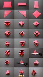 Kagittan Yilbasi Agaci Yapimi Origami Elisi Fikirleri Yilbasi Elisi