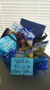Birthday Gift Basket Ideas For Best Friend We Ll Be Blue Without You Basket For Natural Co Worker Who Is Leaving Birthday Diy Gifts Bestfriend Blue Gift Basket Goodbye Gifts