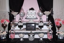 Black And White Candy Candy Table For Bridal Showers Bridal Shower Candy Table Black Pink And White Candy T Bridal Shower Candy Tea Party Bridal Shower Bridal Shower Candy Table