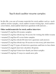 top 8 stock auditor resume samples
