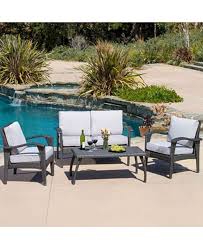 Noble House Stanway Outdoor Wicker 4 Pc Seating Set With Cushions Reviews Furniture Macy S Patio Seating Outdoor Furniture Sets Patio Furniture Sets