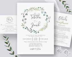 Greenery Wedding Invitation Set Invitation Template Etsy Printable Wedding Invitations Wedding Invitations Printable Templates Wedding Invitation Templates