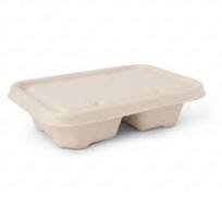 2CP 550ml Bagasse Rectangle Container & Lid