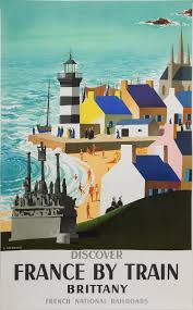 Jean Jacquelin 1905 1989 Brittany France By Train Imp Hubert Baille Paris 1965 Vintage Travel Posters Travel Posters Vintage Travel