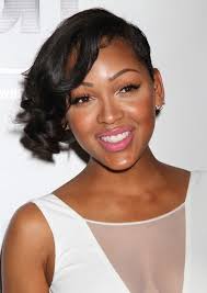 The lovely, ebony curls softly falling on. Meagan Good Hairstyles Short Curly Asymmetric Hairstyle Hairstyles Weekly