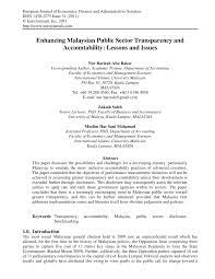 The online political community for public accountability in malaysia. Pdf Enhancing Malaysian Public Sector Transparency And Accountability Lessons And Issues