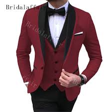 Custom made italian red purple men tailcoat wedding suits. Bridalaffair Dark Red Suits Mens 2020 Black Lapel Wedding Suits For Mens Elegant Smocking Dress Wedding Best Man Blazer Sets Suits Aliexpress