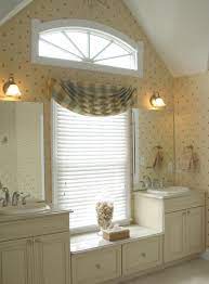 You can really do it either way. And White Vanity Cozy Bathroom With Simple Window Curtains Design Ideas Bathroom Window Curtains Bathroom Curtain Set Bathroom Window Treatments