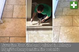 The Following Pictures Show A Polished Travertine Kitchen And Dining Room Floor At A House In The Small Vill Travertine Floor Tile Travertine Travertine Floors