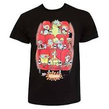 Details About Nickelodeon 90s Nicktoon Movie Theater Tee Shirt Black