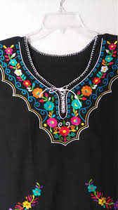 Embroidery Mexican Black Large Blouse Mexican Boho Top Mexican Beach Large Blouse Mexican Flower Embroid Blusa Mexicana Blusas Patrones De Bordados De Epoca
