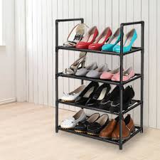 Here are 12 super creative storage ideas for small spaces. Famkit 4 Tier Shoe Rack 8 10 Pairs Sturdy Lightweight Shoe Tower Organizer Design For Small Space Metal Sturdy Shoe Shelf Tower Cabinet For Entryway Home Clothing Closet Storage Urbytus Com