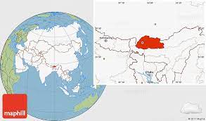 Bhutan In Map Of The World Savanna Style Location Map Of Bhutan, Highlighted Continent