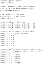 Trigonometry Operations Using Python Openpyxl In Excel For Data Science