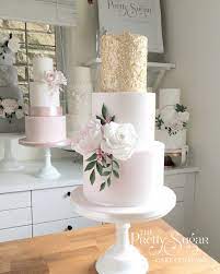 The Pretty Sugar Cake Company Weddings Celebrations Cupcakes Custom Made Cookies Blush Wedding Cakes Blush Pink Wedding Cake Metallic Wedding Cakes