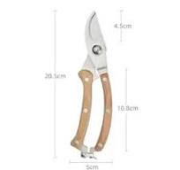 High Quality Professional Pruning Shear OEM/ODM Curved Blade Stainless  Steel Garden Branch Scissors Tree Pruner with Wood Handle