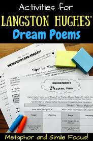 Poem Activities Including Graphic Organizer For Two Poems By Langston Hughes Dreams Poetry Middle School Teaching Middle School English Poetry Activities