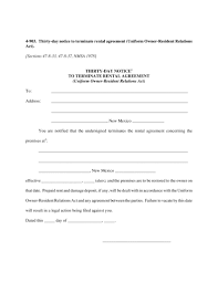 A notice to vacate is a lease termination letter delivered by a tenant to the landlord, giving notice that he or she will leave the residence within a specific amount of time. Free New Mexico 30 Day Notice To Terminate Form Pdf Docx