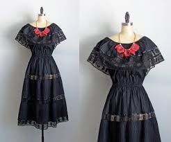 Mexican Dress Black And Gold Google Search Mexican Dresses Dresses Off Shoulder Dress