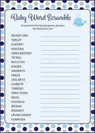 Baby Word Scramble Printable Download Navy Gray Whale Baby Shower Game B15007 Baby Words Easy Baby Shower Games Baby Word Scramble