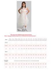 Tara Lee Communion Dress Size Chart