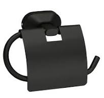 Toilet Paper Holder with Flap Matte Black Finish, SS304 Stainless Steel  Made, Wall-Mounted for Bathroom Use - Cuff Series