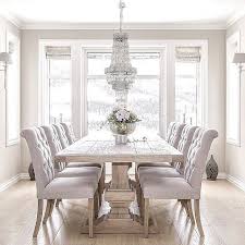 Elegant dining room table centerpieces. Restoration Hardware Reclaimed Russian Oak Baluster Rectangular Extension Dining Table Luxury Dining Room White Dining Room Dining Room Furniture