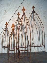 Wrought iron bali ball top garden obelisk. 15 Tall Twist Topiary Small Obelisk Trellis