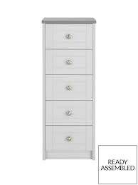 In better quality furniture, this joint is often made as a sliding dovetail joint, but it's hard to get it right, and the deep dovetail really weakens the drawer front. Alderley Ready Assembled Narrow 5 Drawer Chest Littlewoods Com