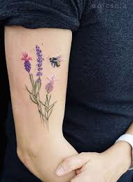 Picsola Flower And Bee Tattoo Bee Tattoo Bee And Flower Tattoo Lavender Tattoo