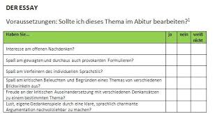 Arbeitsblatter Der Essay Vorgehensweise Editierhilfe Checkliste Landesbildungsserver Baden Wurttemberg