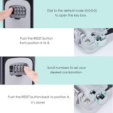 Turn the dial right (clockwise) passing the next number in the. Buy Meedasy Key Storage Lock Box Exterior Outdoor Weatherproof Hide Wall Mounted 4 Digit Combination Lock Box Key Safe Box For Outside House Key Car Keys Id Card Resettable Code Silver Online In