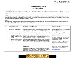 Usually social changes destroy something old and not always replace with something better. Www Studyguide Pk A Level Sociology 9699 Unit Six Religion
