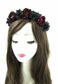 Some decades later the flower children in the 1960s rediscovered flowers to show their connection to nature, as a symbol for love, innocence and divine beauty. Black Dark Red Rose Flower Headband Hair Crown Sugar Skull Halloween Goth 469 Ebay