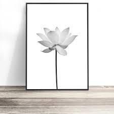 Black And White Lotus Flower Wall Art Lotus Flower Print Lotus Art Large Wall Art Bedroom Flower Artwork