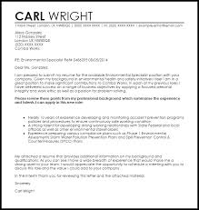 Environmental Specialist Cover Letter Sample Cover Letter Templates Examples