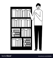 Bookcase Cartoon Black And White In 2020 Bookcase Black And White Books Black And White