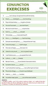 Conjunction Exercises Solved English Grammar Exercises Parts Of Speech Worksheets Conjunctions Worksheet