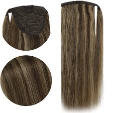 You must try this style if you are blessed with long and straight hair. Amazon Com Joyoung Ponytail Extensions Wrap Around Human Hair Highlights Dark Brown With Caramel Blonde Hair Extensions Clip In Ponytail Human Hair 80gram 20inch Beauty