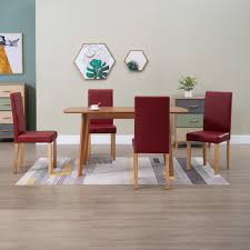 greensen dining chairs 4 pcs red faux