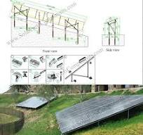 Solar panel ground racking for slant places, SPC-GA-4H-W-EW-SN