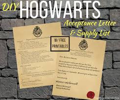 These layouts provide exceptional instances of how you can structure such a letter, and consist of example… Harry Potter Diy Hogwarts Acceptance Letter 1st Year Supply List Free Printables The Quiet Grove