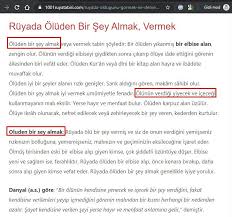 Ruyada Oluden Bir Sey Almak Vermek Kitap Gercekler Isaretler