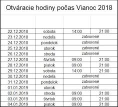 Otvaracie hodiny pocas sviatkov 2019. Relax Fit Otvaracie Hodiny Pocas Vianoc 2018