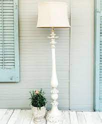 The base, socket, and top finial are a gold color. Tall Shabby Chic Floor Lamp Shabby Chic Floor Lamp Shabby Chic Decor Shabby Chic Living Room Furniture