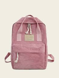 Letter Patch Corduroy Backpack