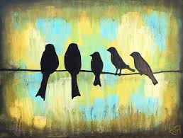 Acrylic Birds On A Wire Painting Custom Family Art Birds On A Wire Made To Order Original Painting By Artist Rafi Perez Mixed Medium On Canvas Bird Paintings On Canvas Canvas Painting Painting